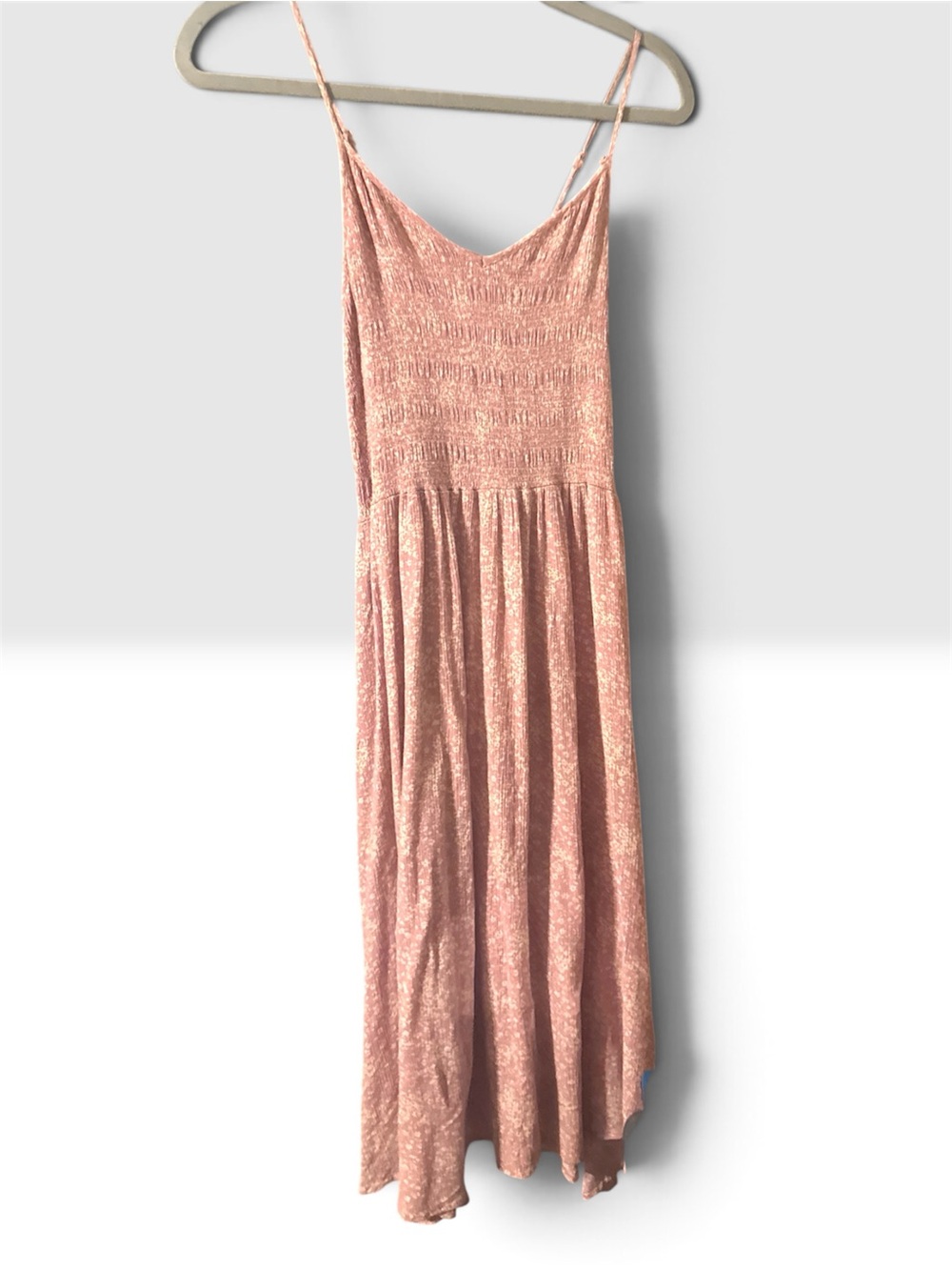 MILLIBON Dusty Rose Mauve Pink White Floral midi Dress Sleevelss